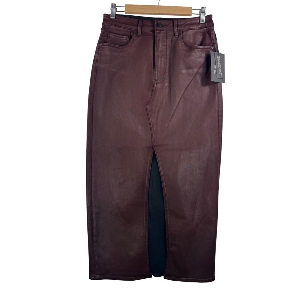 Blank NYC burgundy wax coated faux leather maxi skirt goth 90s sz 29